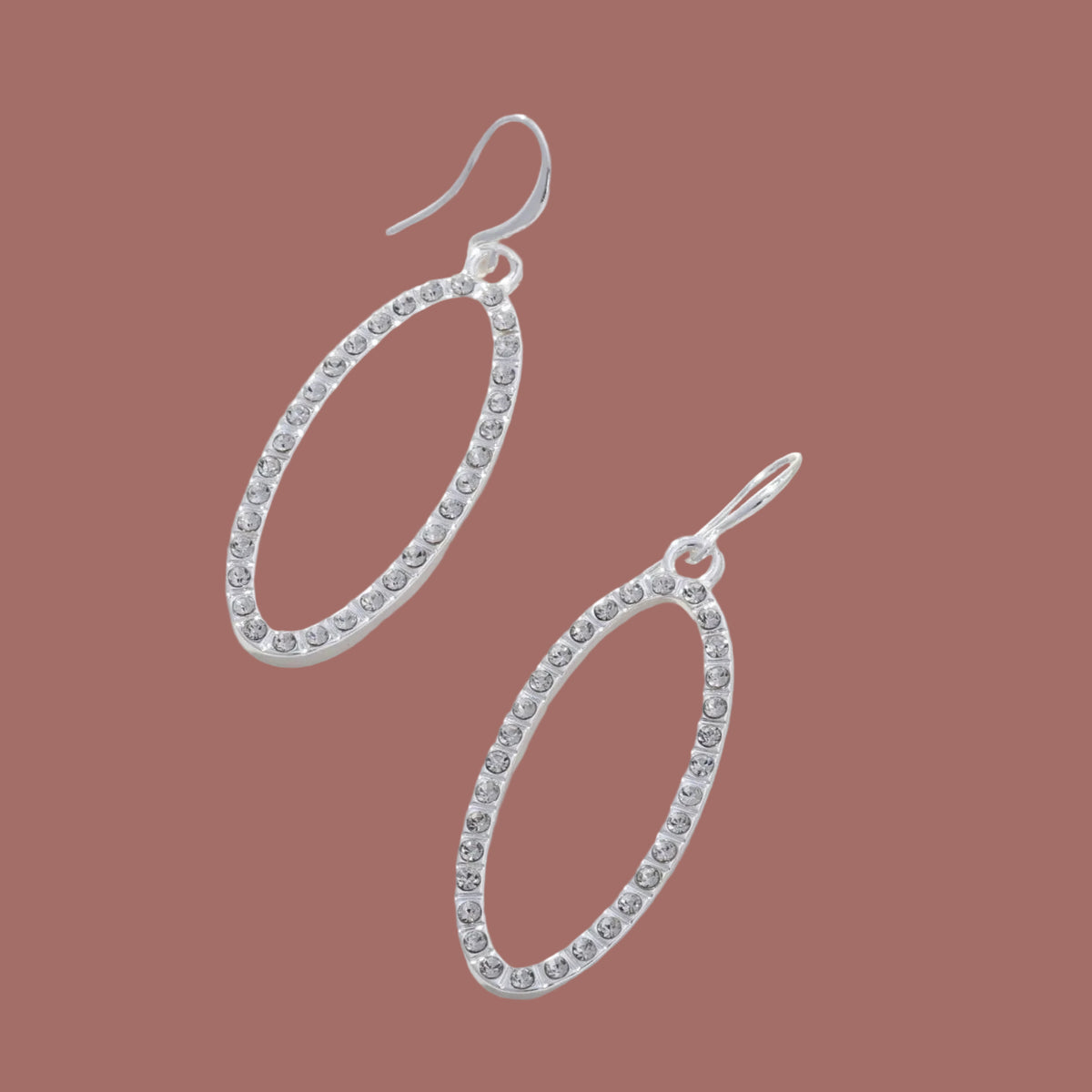 Merx - Crystal Oval Drop Earrings