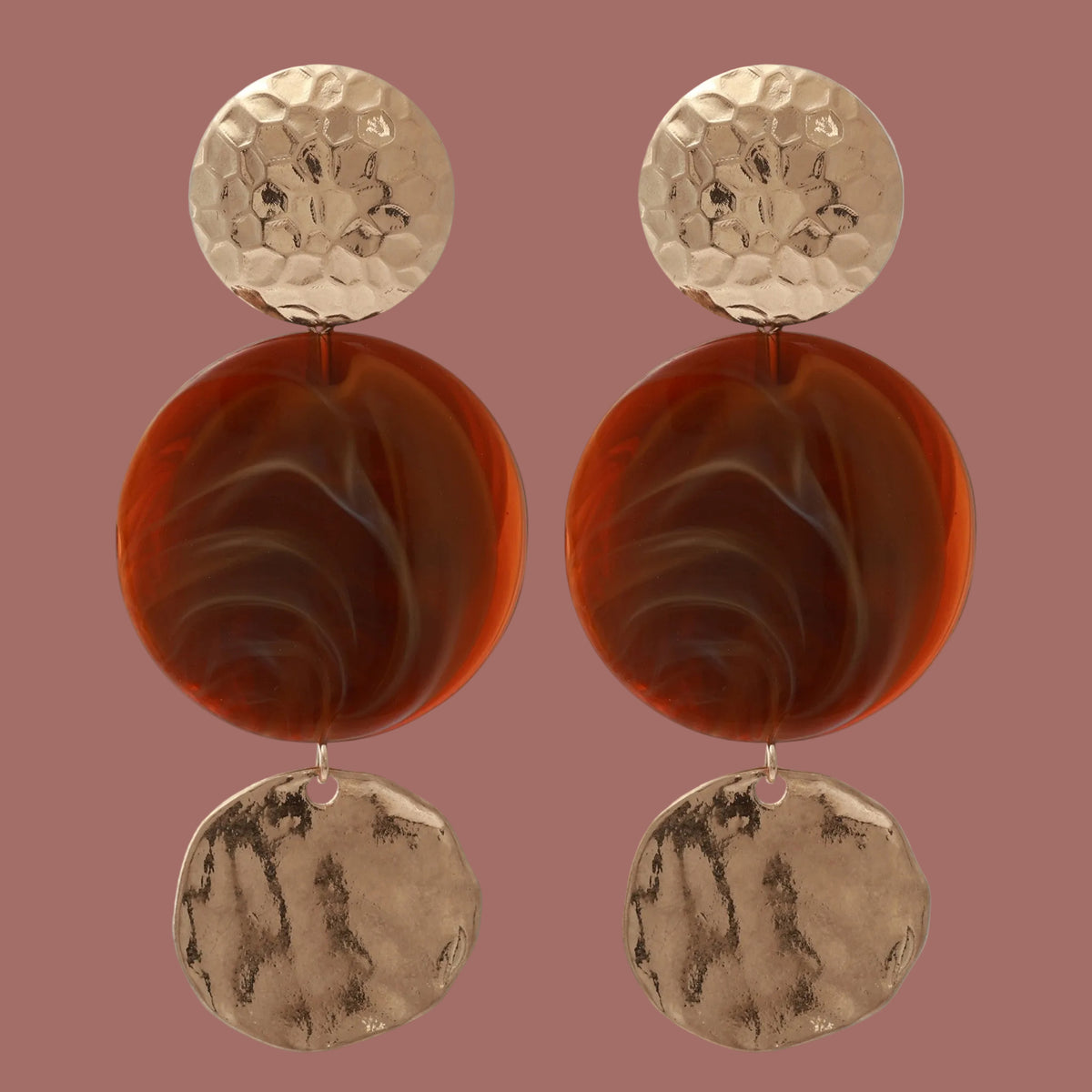 Merx - Marble & Gold Disc Earrings