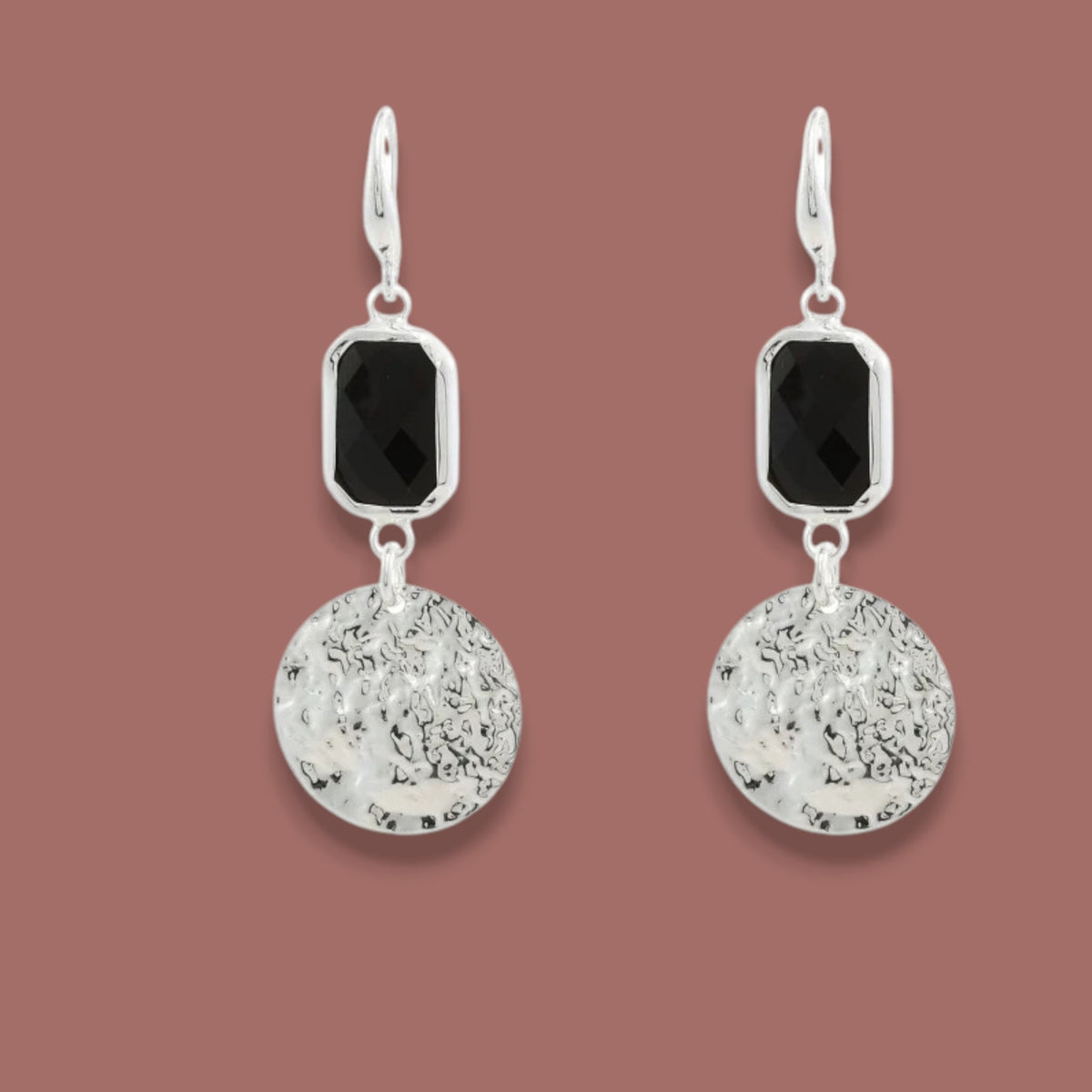 Merx - Hammered Silver Drop Earrings