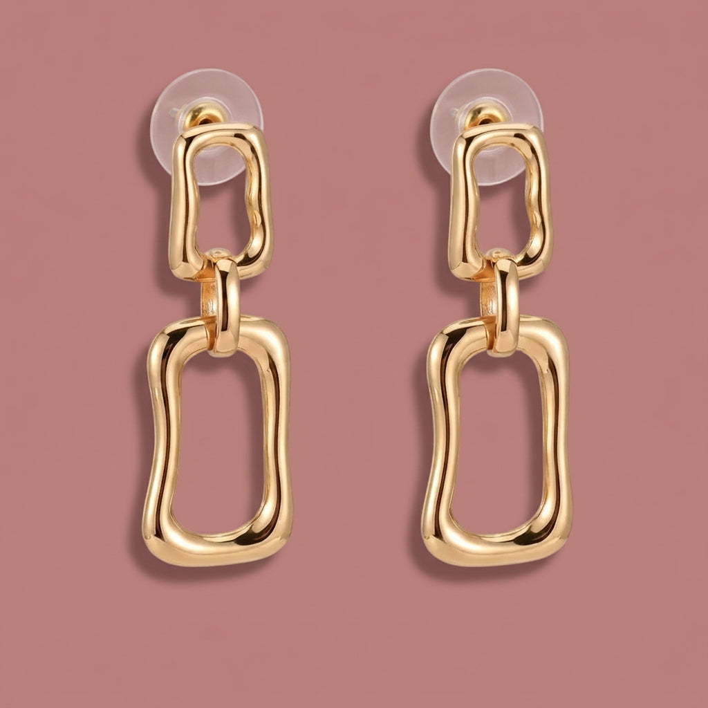 Merx - Modern Double Link Drop Earrings