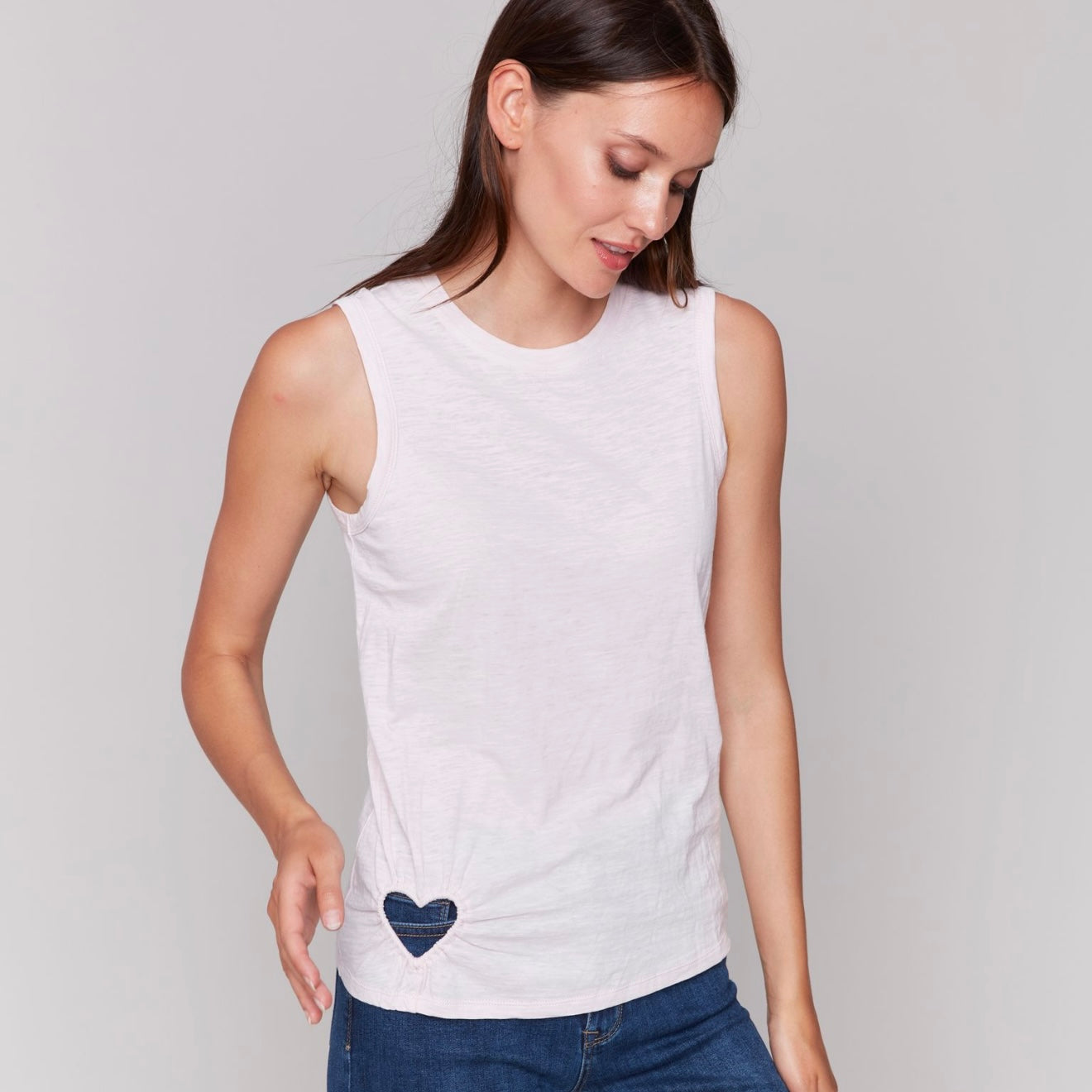 Charlie B - Cotton Tank Top With Cut Out