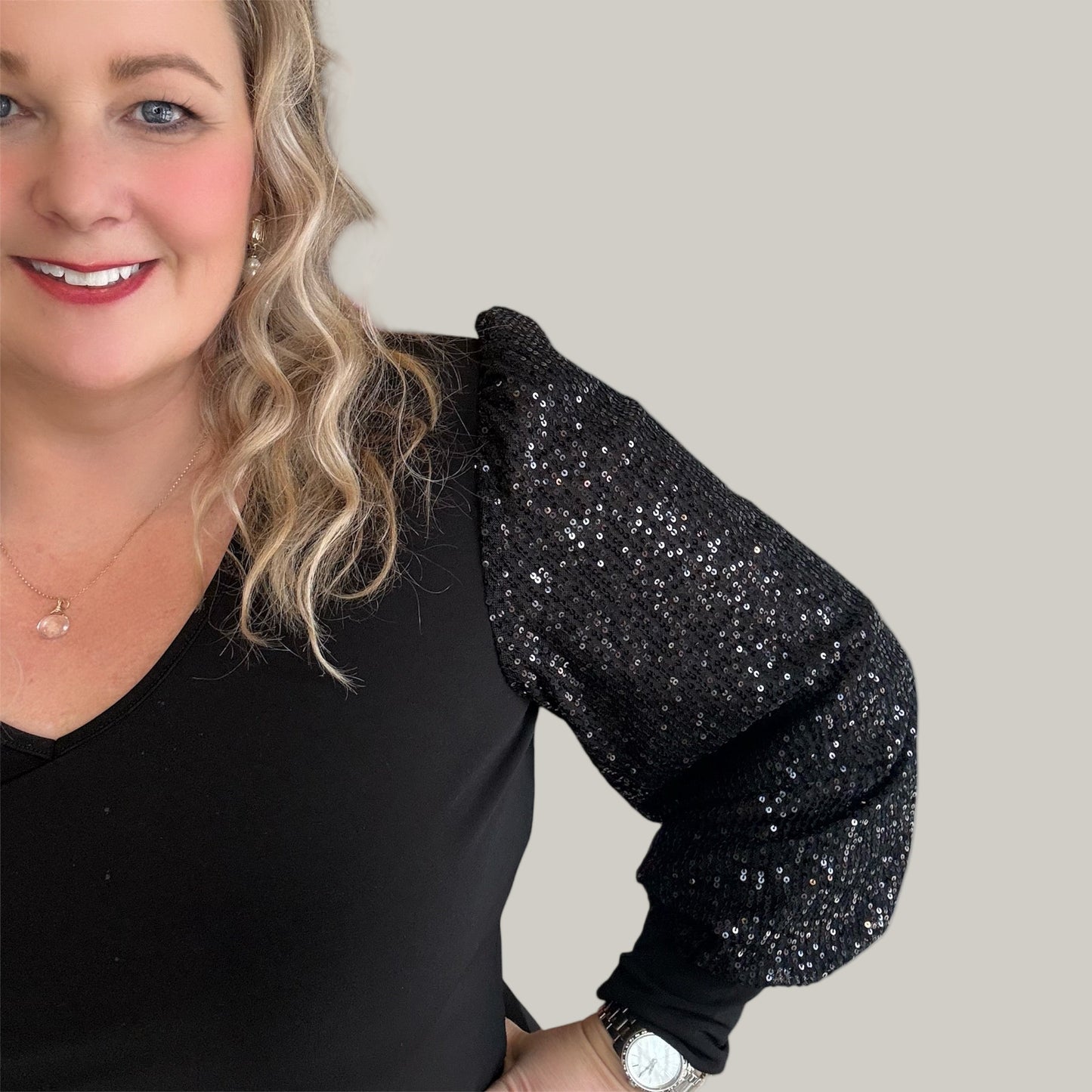 Soft Works - Sequin Sleeve Top