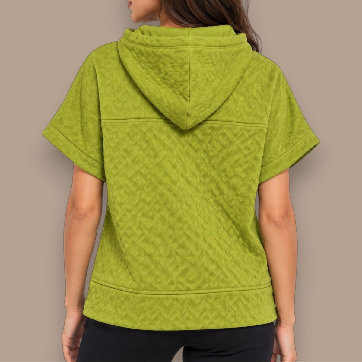 Pure - Quilted Half-Zip Hooded Poncho Top