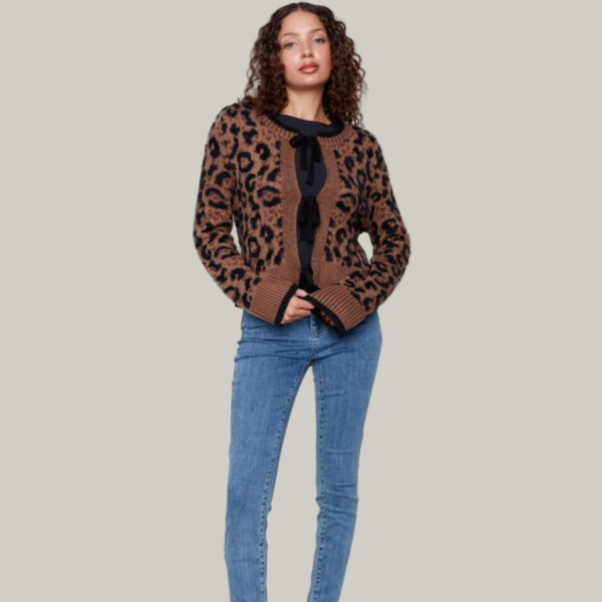Charlie B - Bow Tie Jacquard Knit Cardigan