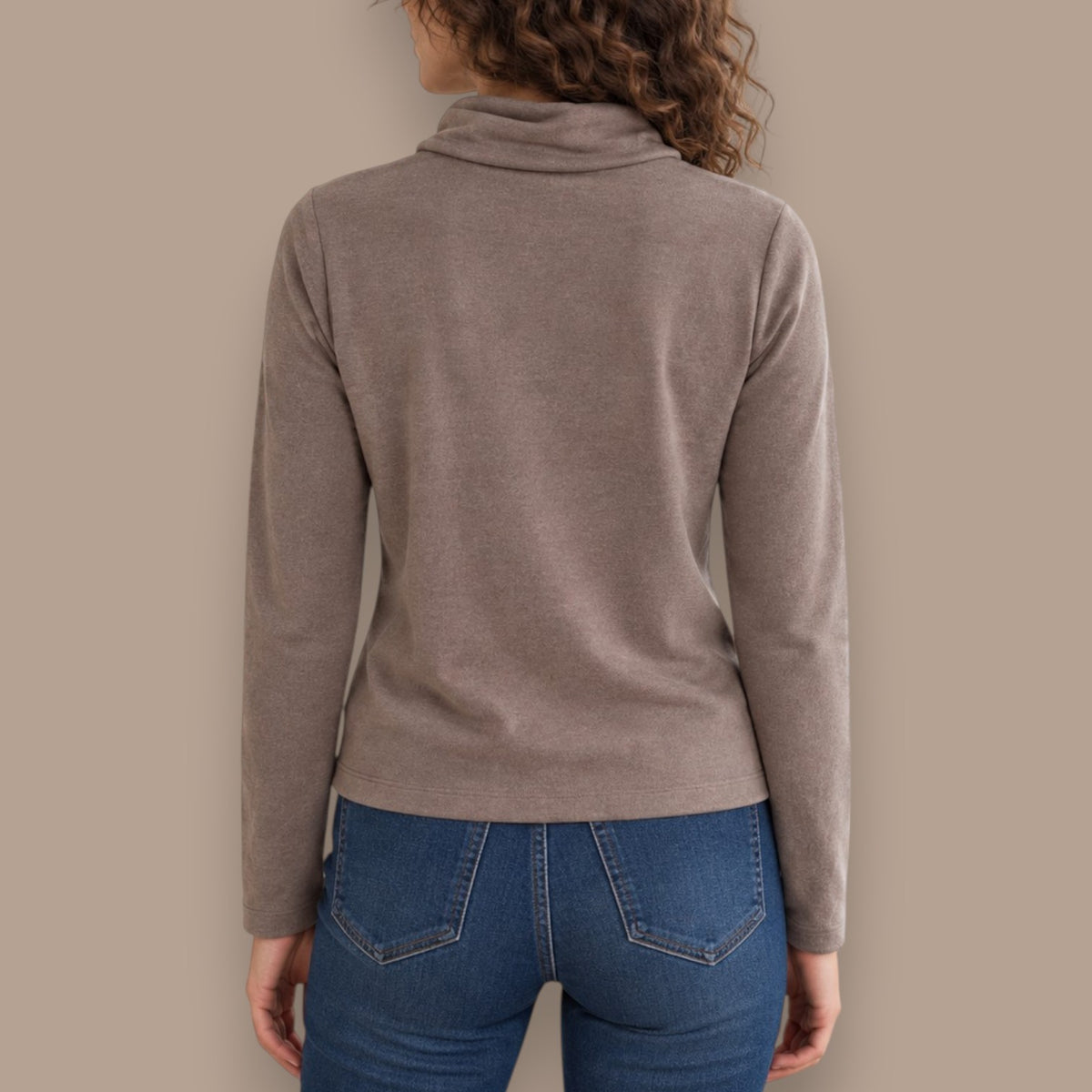 Pure - Soft Cowl Neck Drawstring Top
