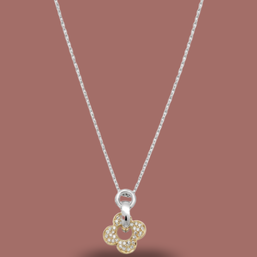 Audrey's - Two-Tone Crystal Clover Pendant Necklace