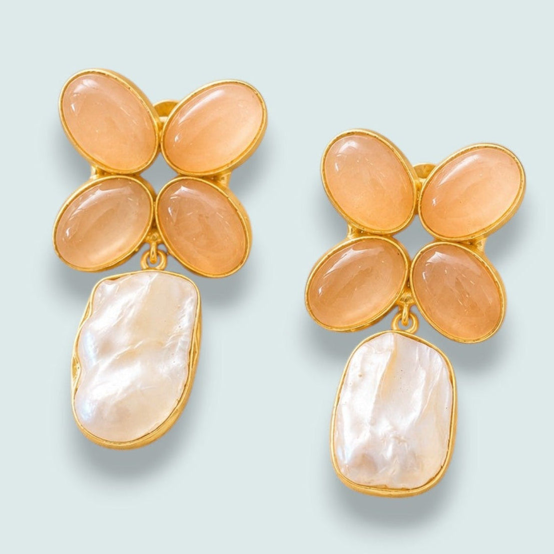 Audrey's - Peach Blossom Pearl Drop Earrings