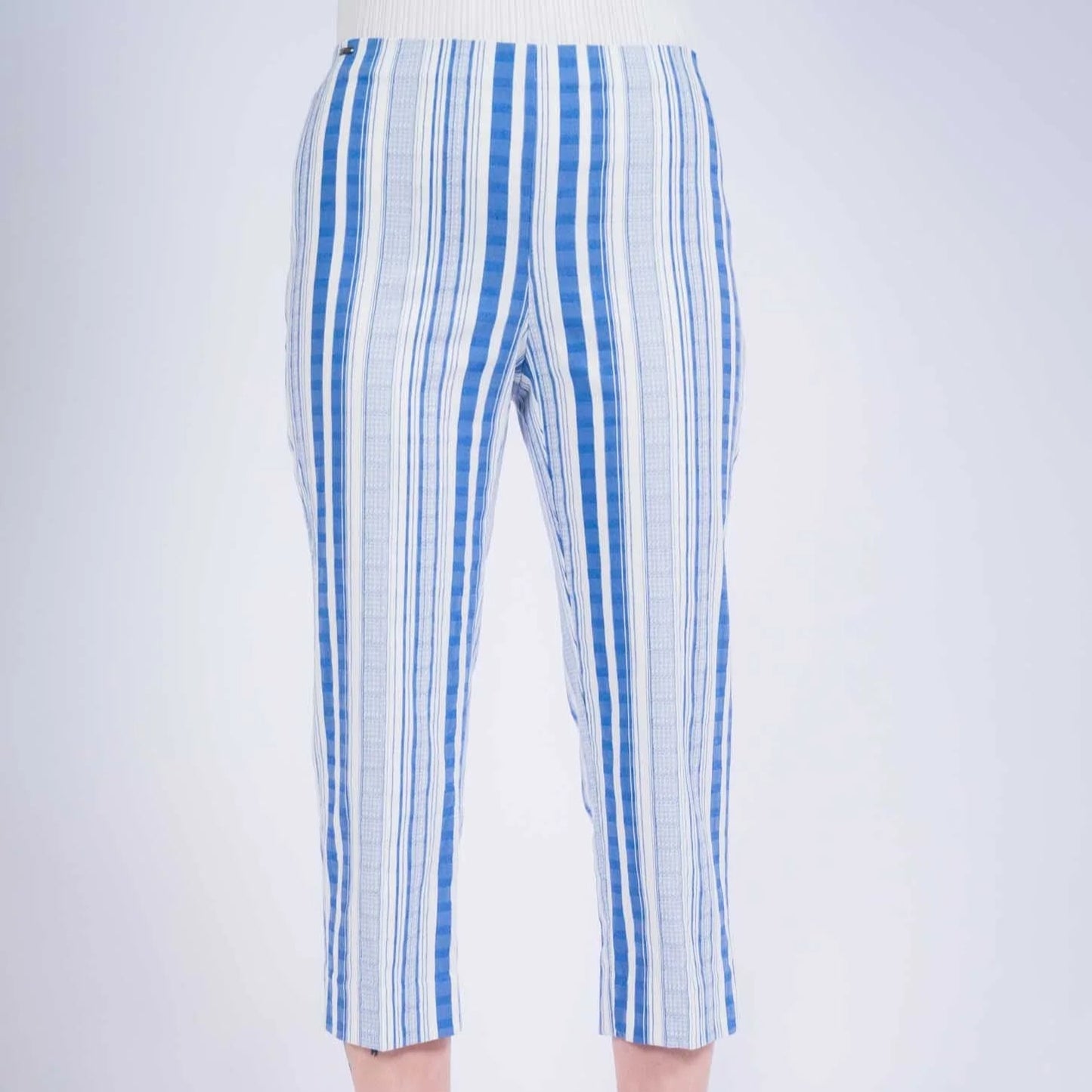 Lisette L - Wide Denim Stripe Capris