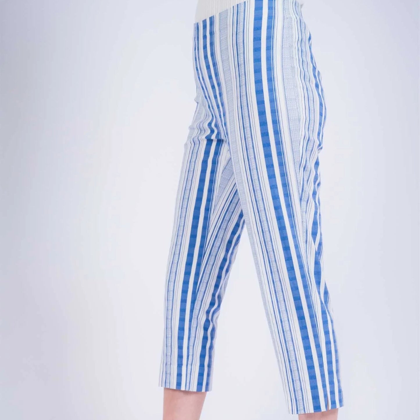 Lisette L - Wide Denim Stripe Capris