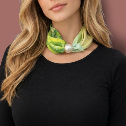 Red Coral - Luminous Lime Marble Scarf