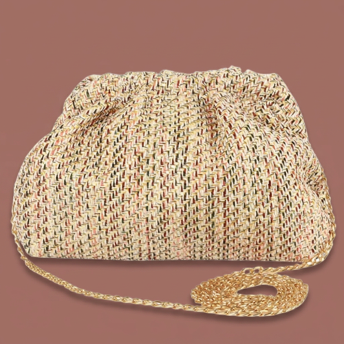 Audrey's - Textured Woven Clutch With Removable Chain Strap