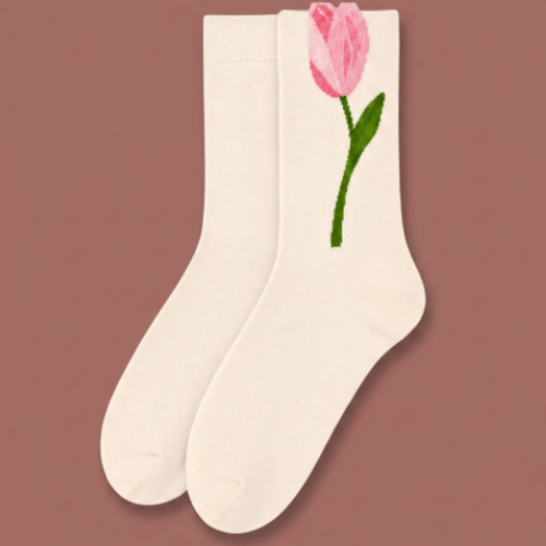 Audrey's - Pink Tulip Cotton Blend Socks