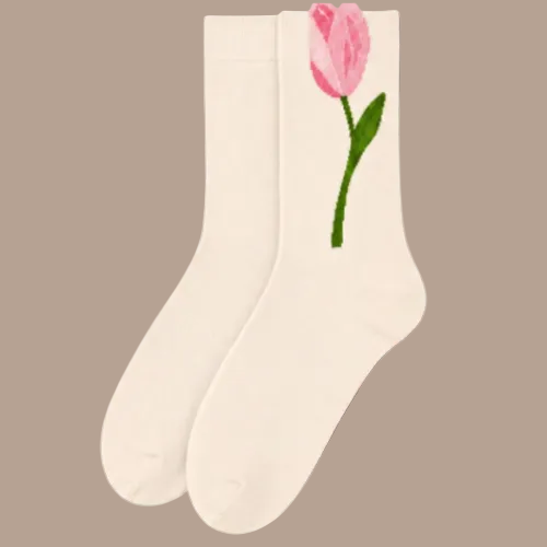 Audrey's - Pink Tulip Cotton Blend Socks