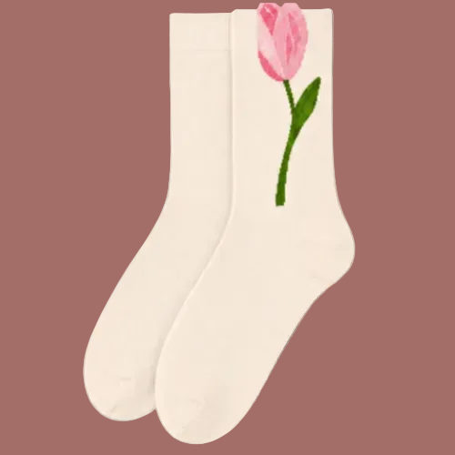 Audrey's - Pink Tulip Cotton Blend Socks