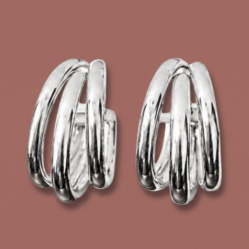 Audrey's - Triple Hoop Silver Earrings