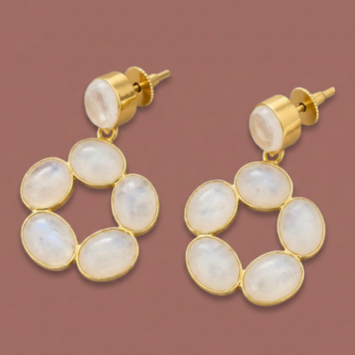 Audrey's - Moonstone Halo Drop Earrings
