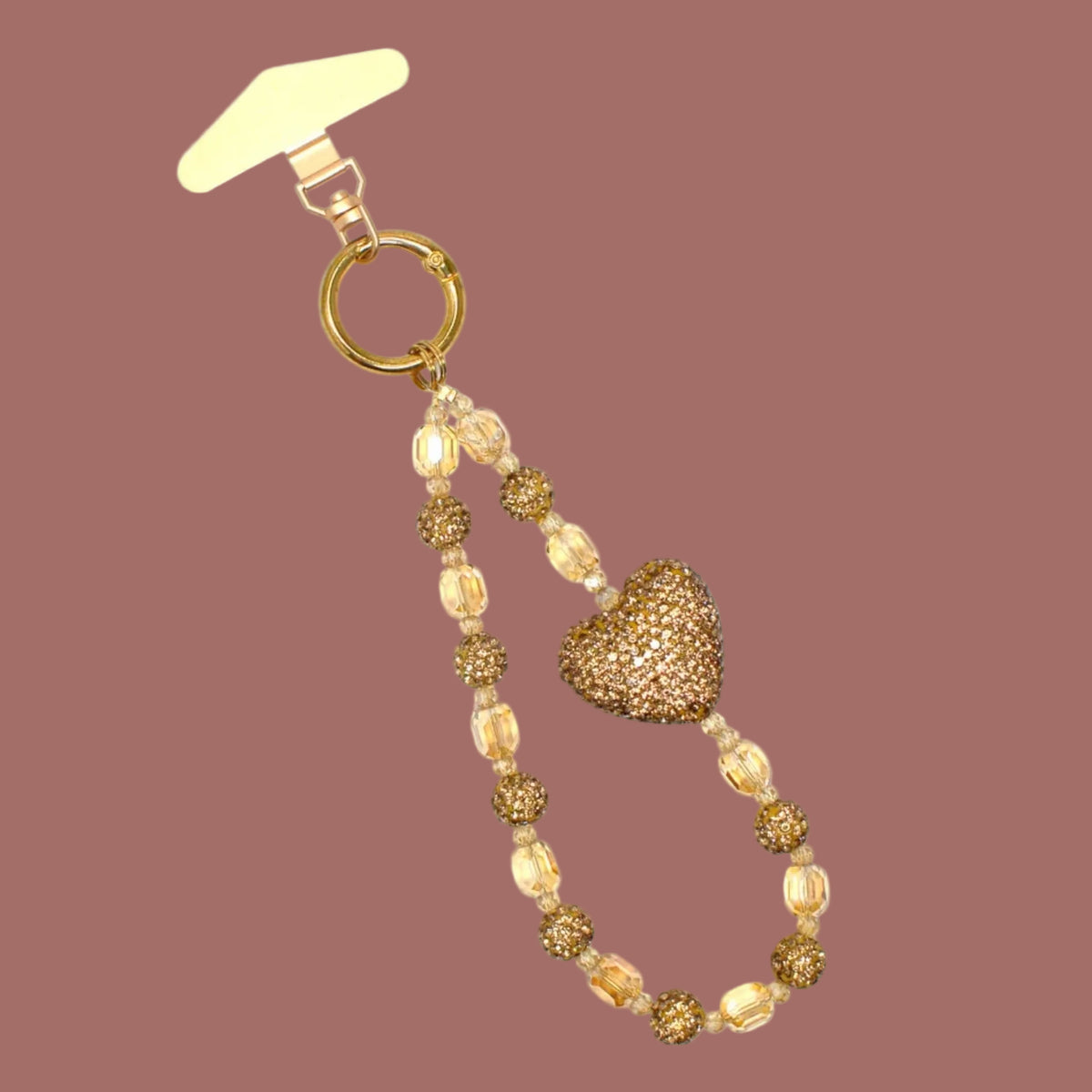 Luv & Co - Champagne Crystal Heart Phone Wristlet