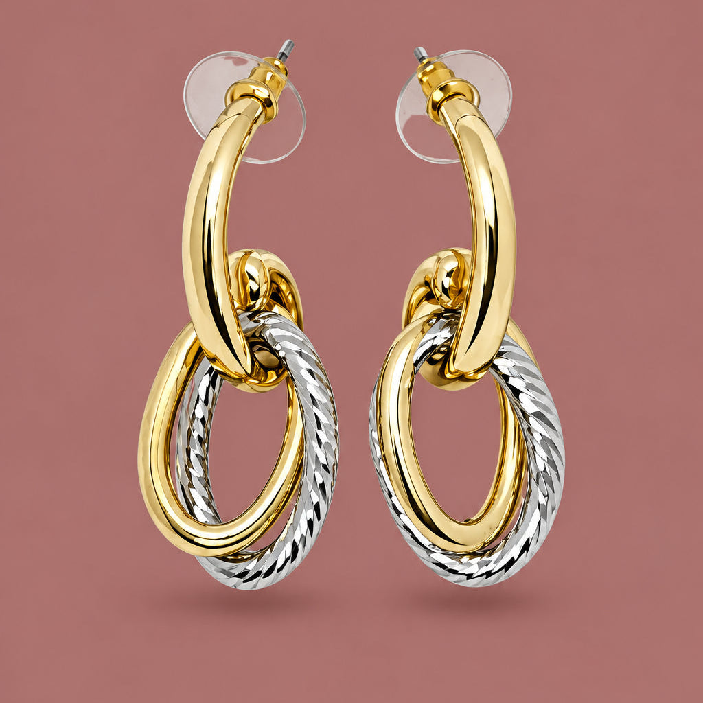 Audrey's - Two-Toned Dangle Hoop Earring
