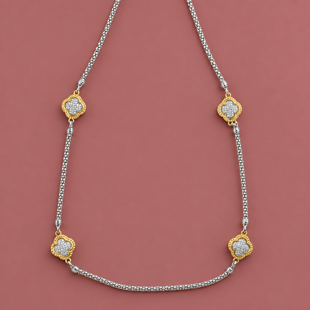 Audrey's - Two-Toned Clover Station Necklace