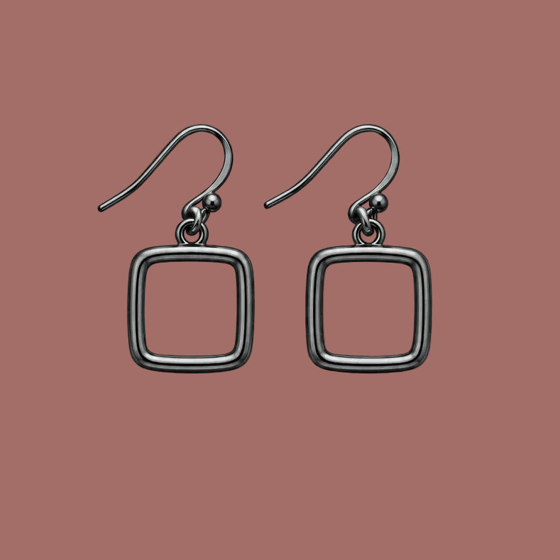 Audrey's - Square Gunmetal Earrings