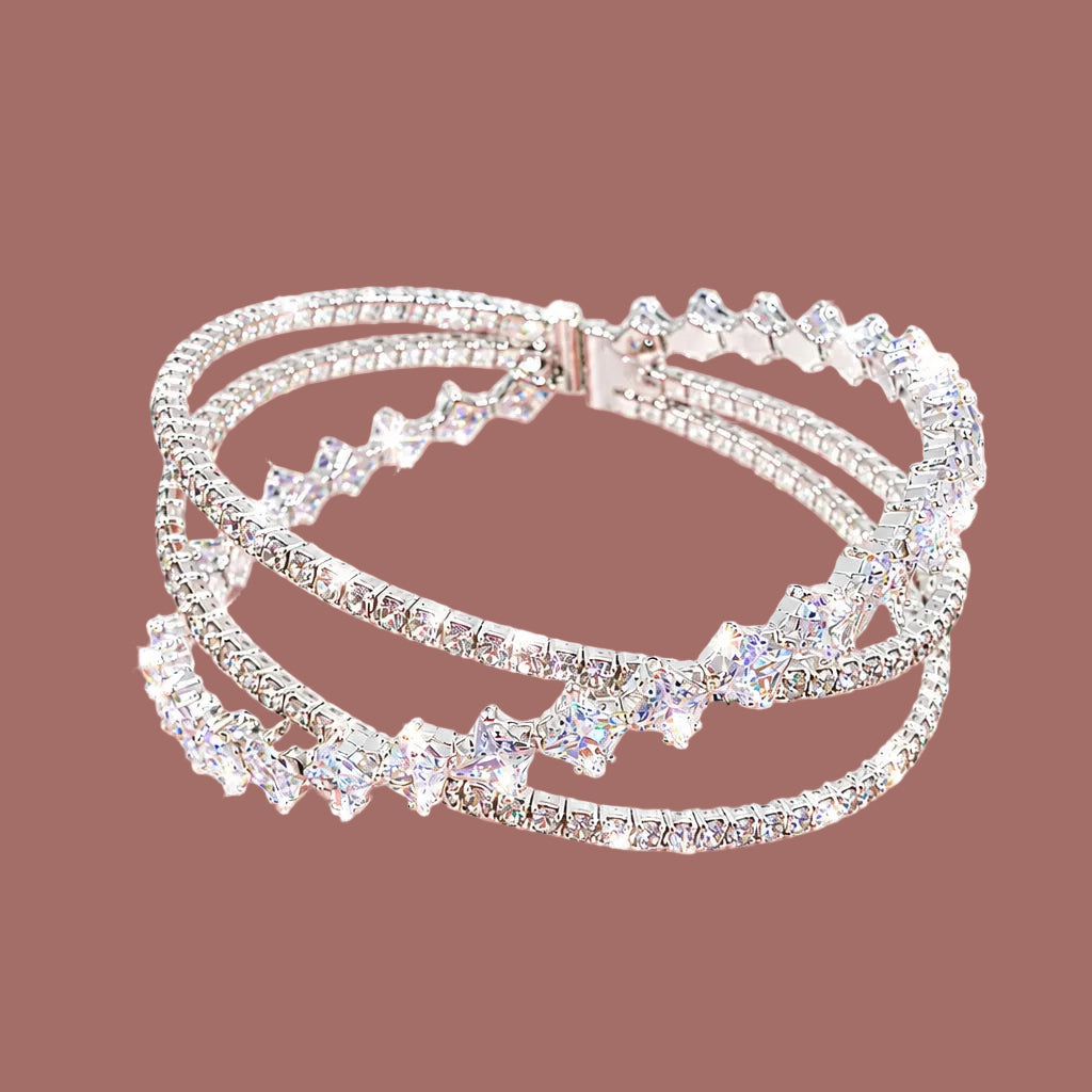 Audrey's - Princess Cut Crystal Cuff Bracelet