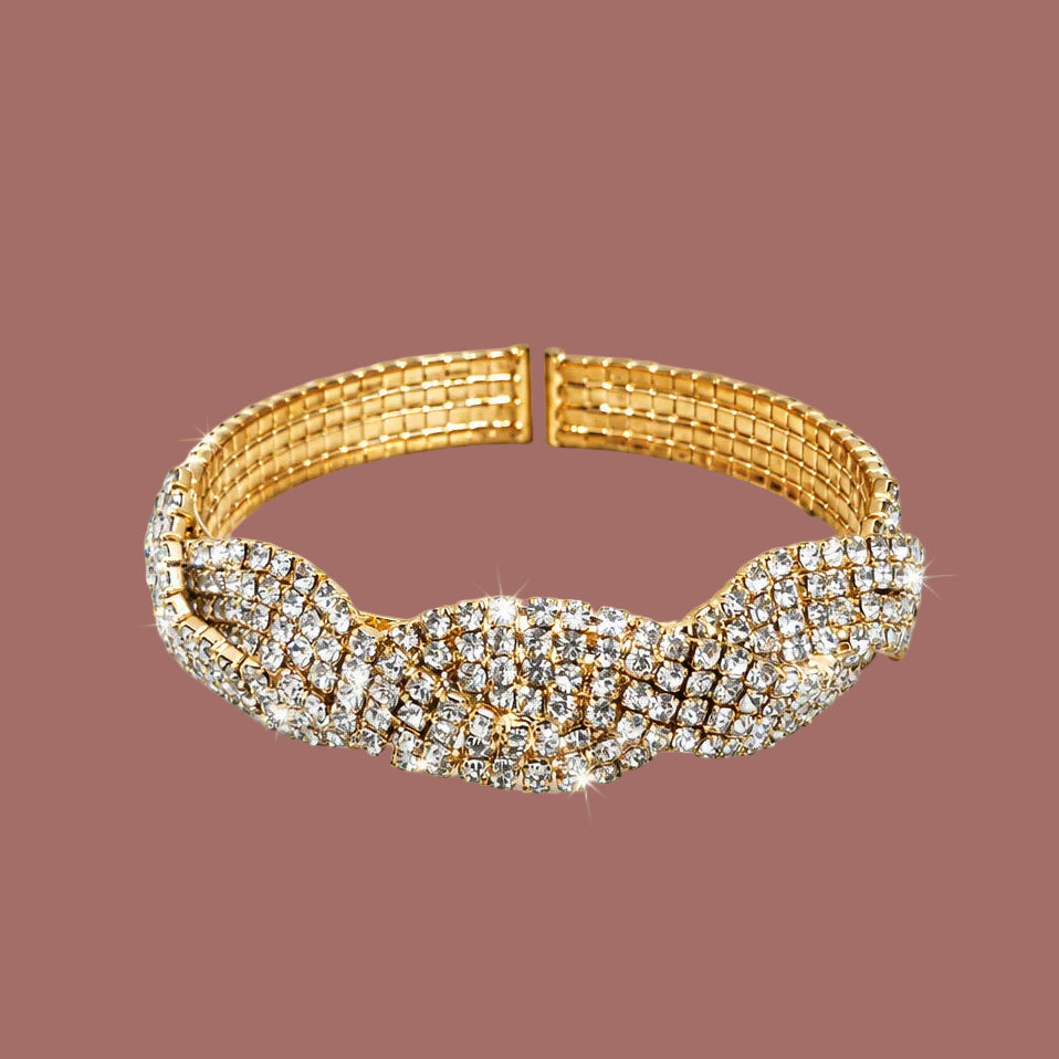 Audrey's - Braided Square Cut Crystal Cuff Bracelet