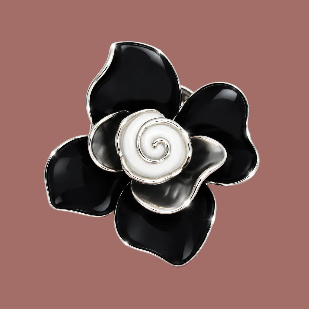 Audrey's - Black & White Flower Magnetic Brooch