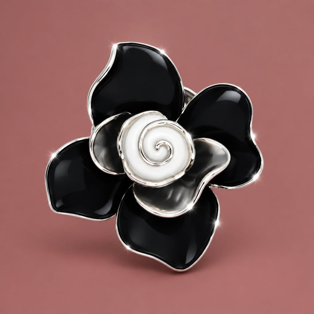 Audrey's - Black & White Flower Magnetic Brooch
