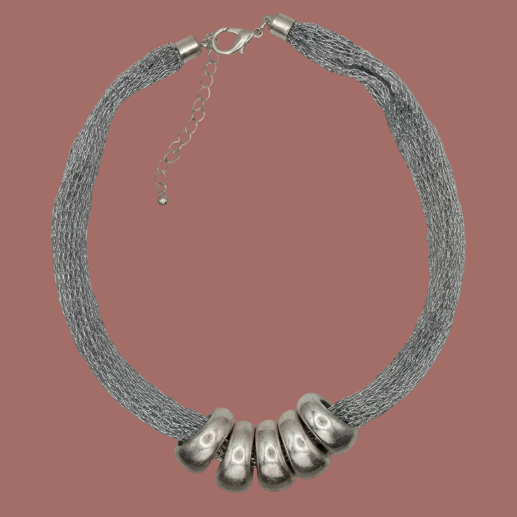 Audrey's - Metallic Beaded Mesh Necklace
