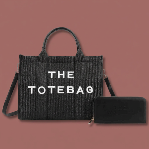 Audrey's - Woven Tote Bag With Crossbody Strap & Wallet