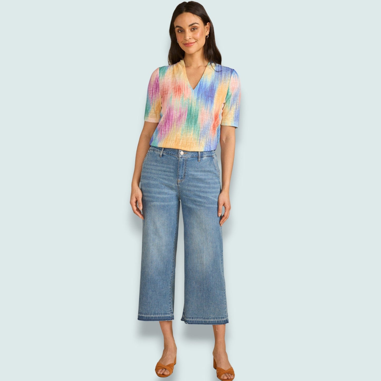 FDJ - Medium Wash Wide Leg Crop Jean