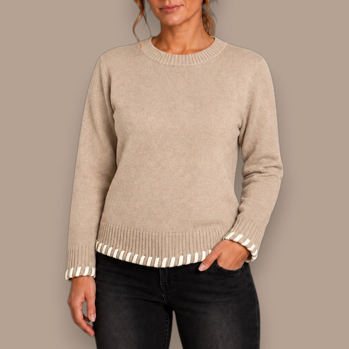 Goa - Contrast Stitch Crew Neck Sweater