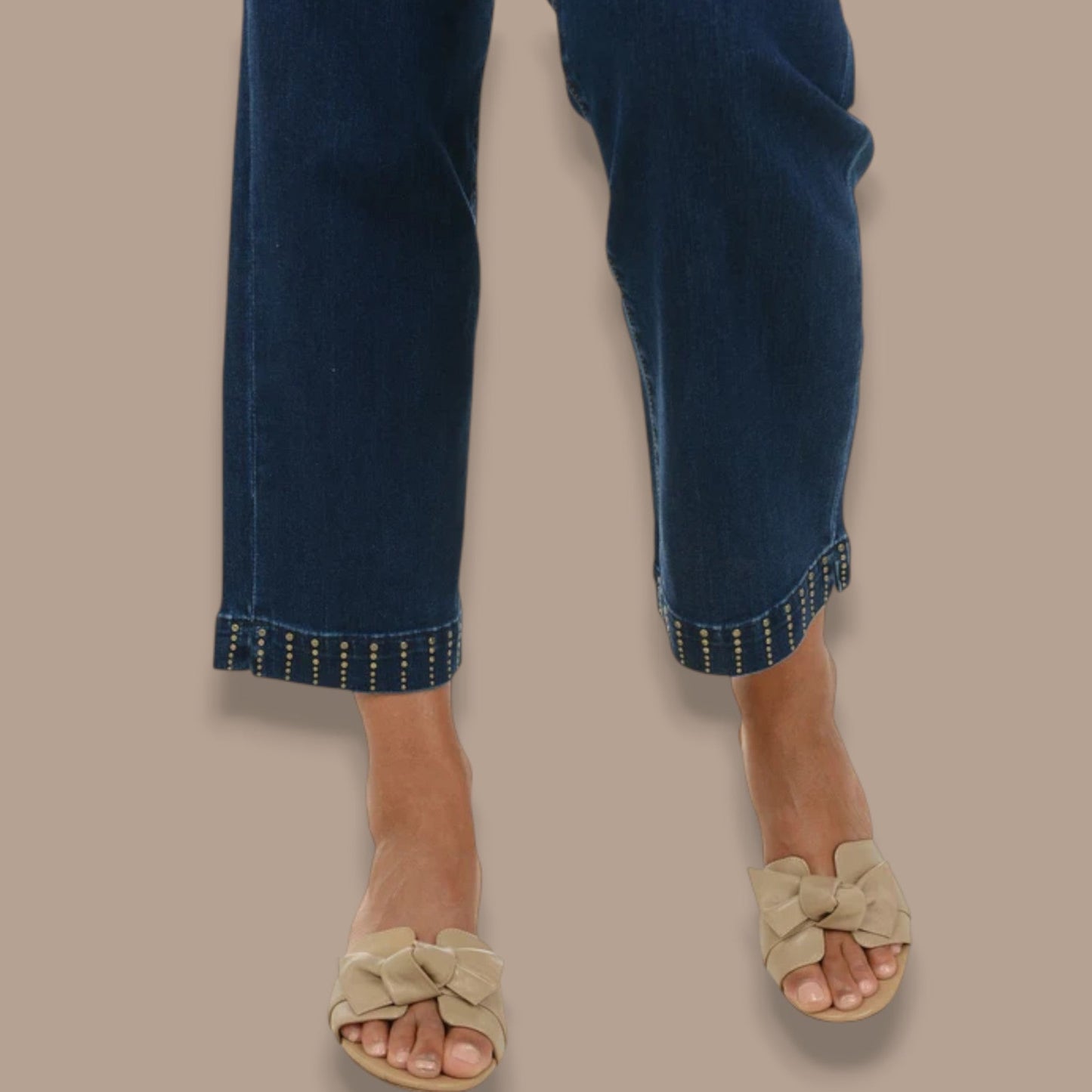 FDJ - Studded Hem Straight Leg Jeans