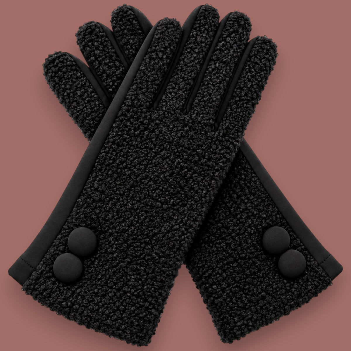 LC - Cozy Textured Button Detail Gloves