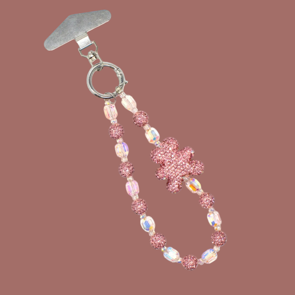 Luv & Co - Pink Teddy Crystal Phone Wristlet