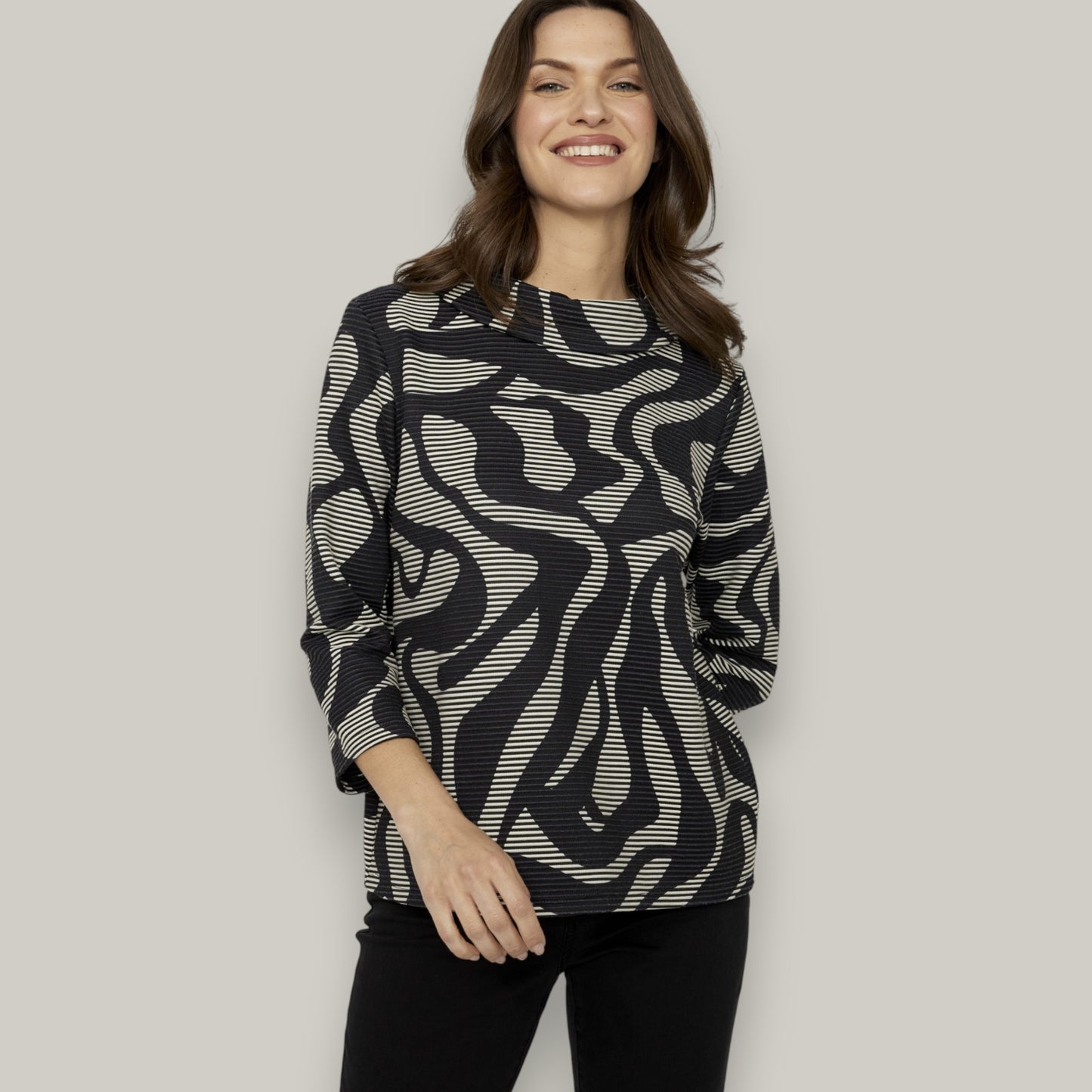 Compli K - Cowl Neck Abstract Top