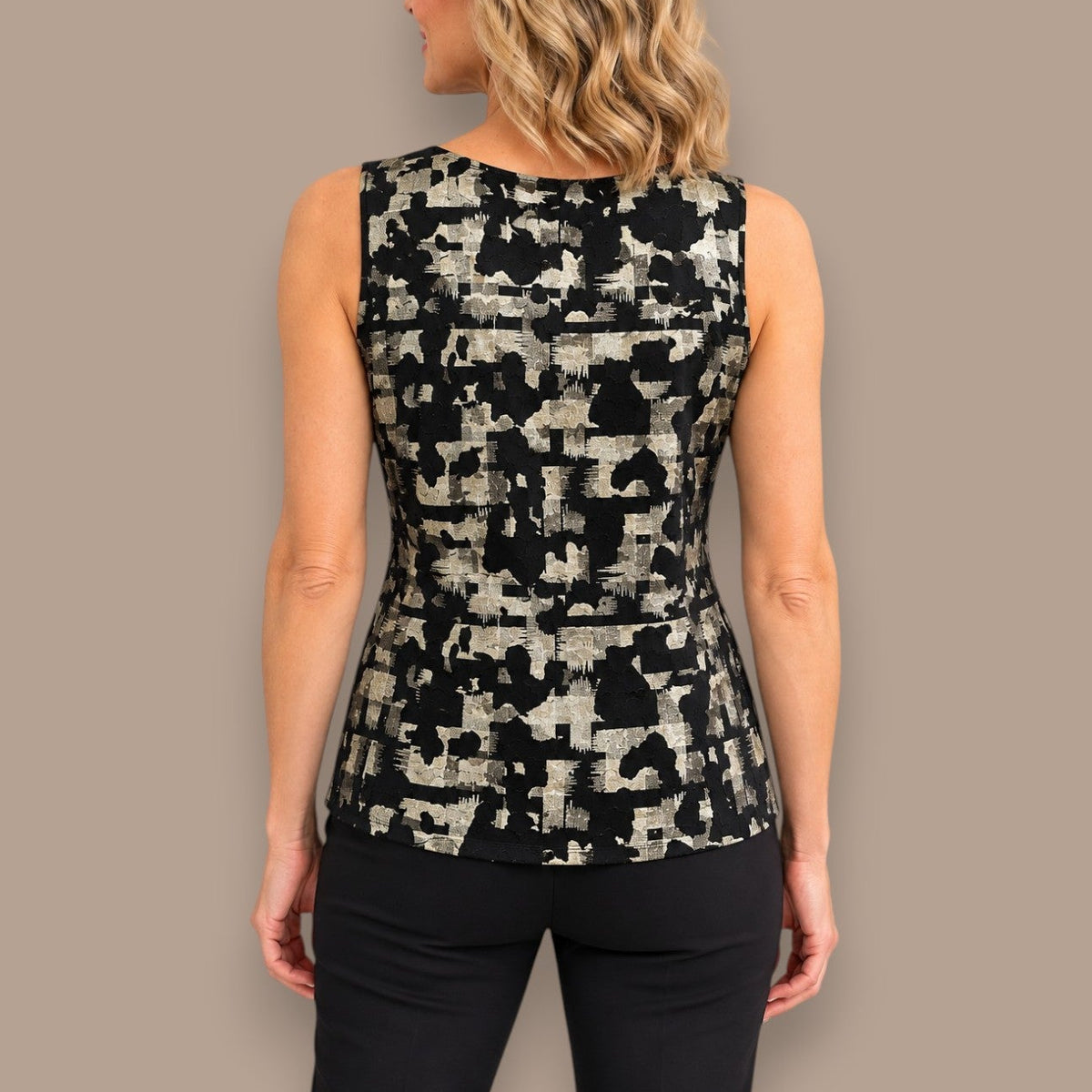 Soft Works - Metallic Abstract Print Sleeveless Top