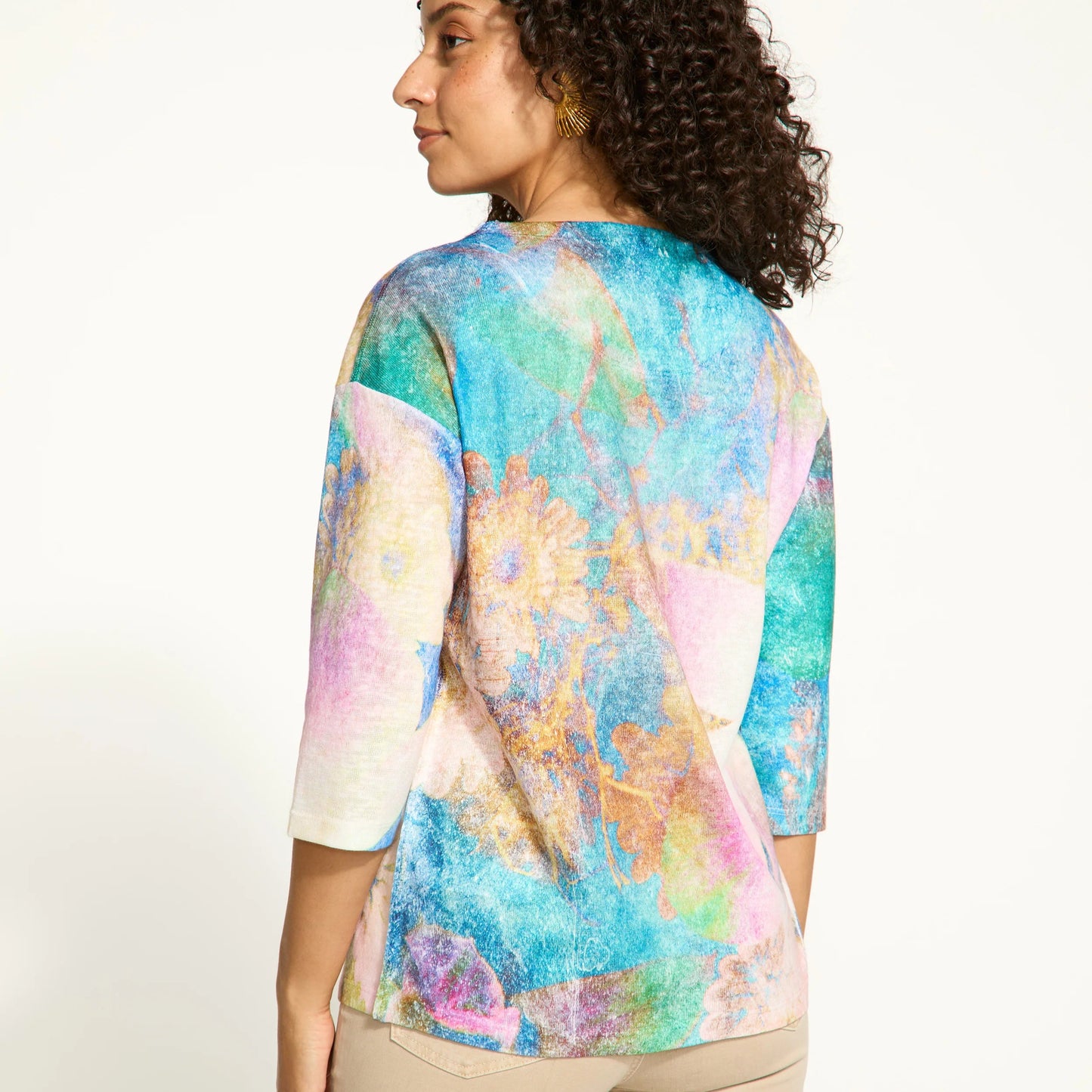 FDJ - 3/4 Sleeve Drop Shoulder Boat Neck Top