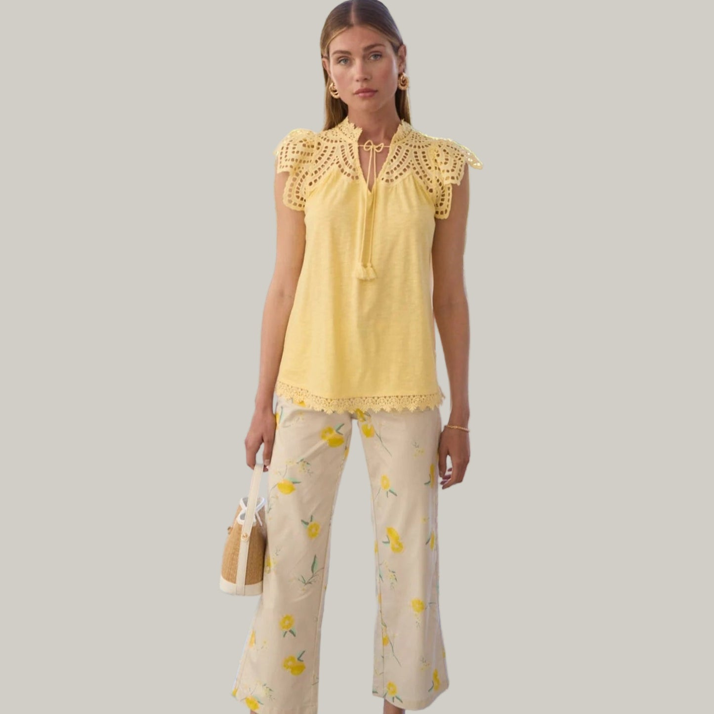 FDJ - Flutter Sleeve Eyelet Top