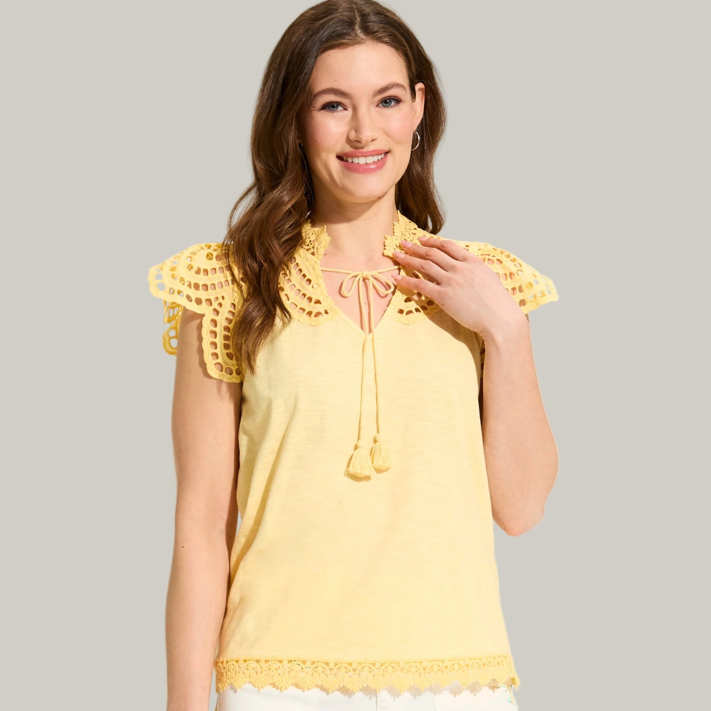 FDJ - Flutter Sleeve Eyelet Top
