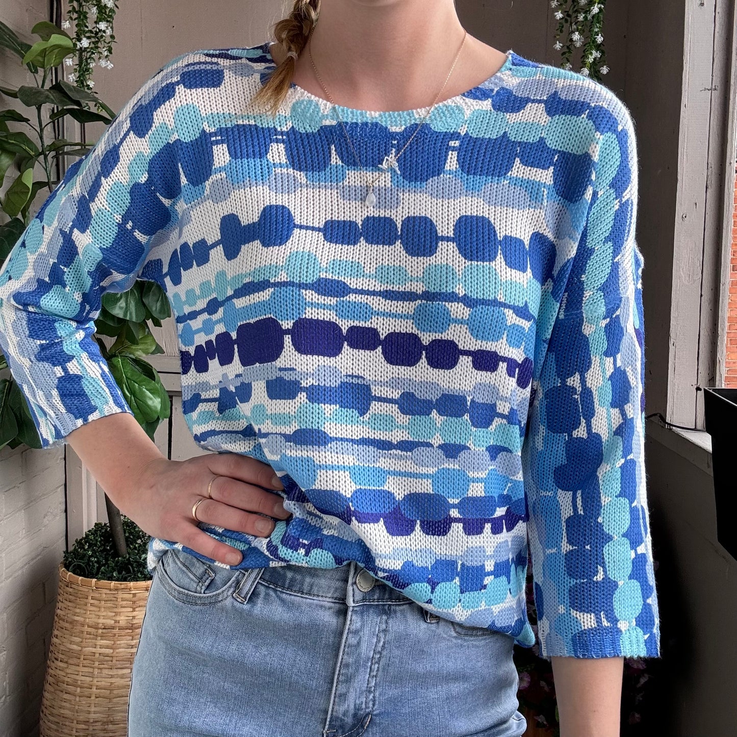 Moffi - Patterned Dolman Sleeve Sweater