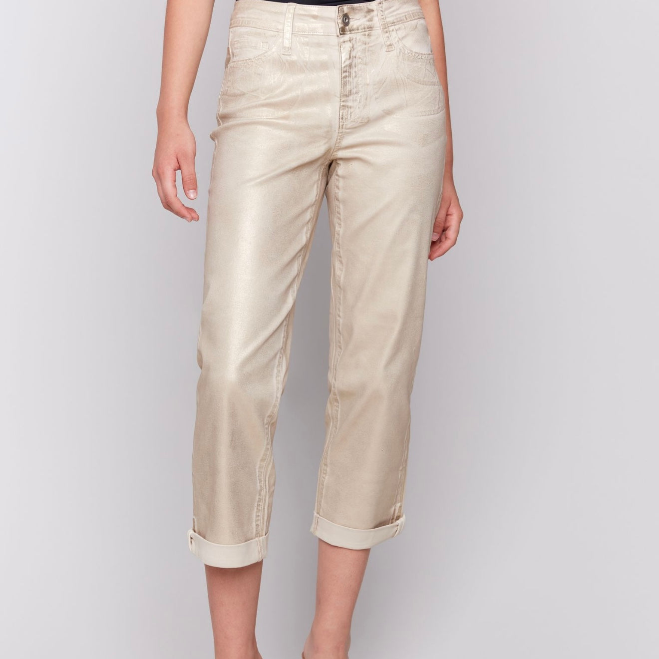Charlie B - Foil Cuff Straight Leg Pants
