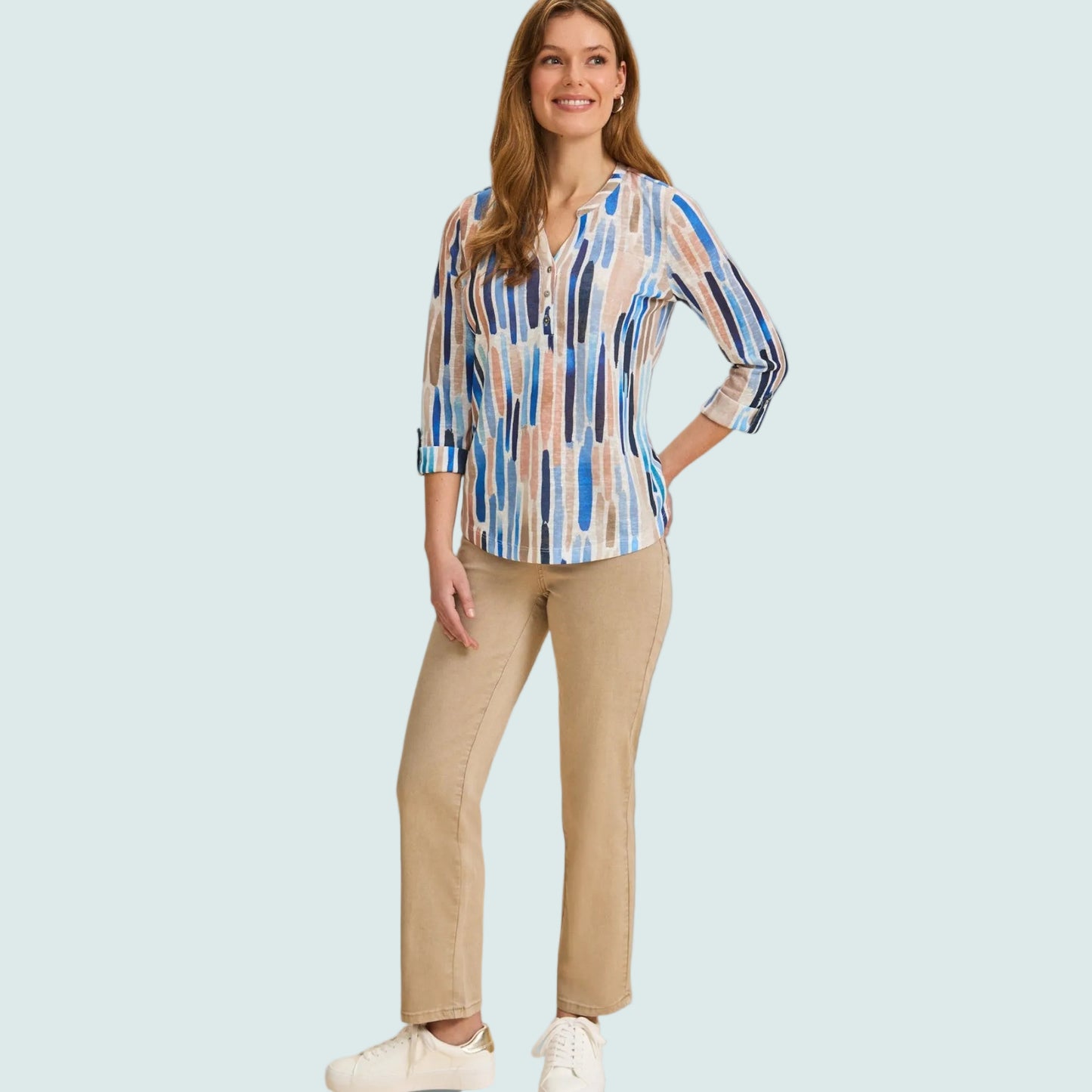 FDJ - Seaside Stroke Notch-Placket Top