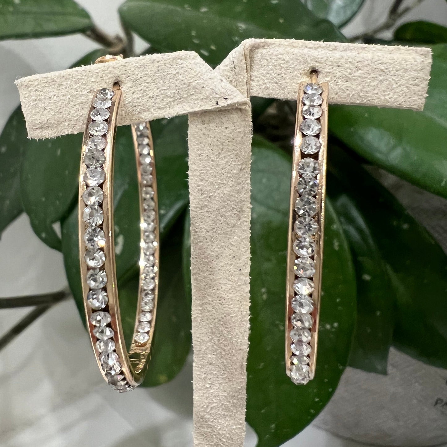 Jacqueline Kent - Medium Size Round Crystal Hoops