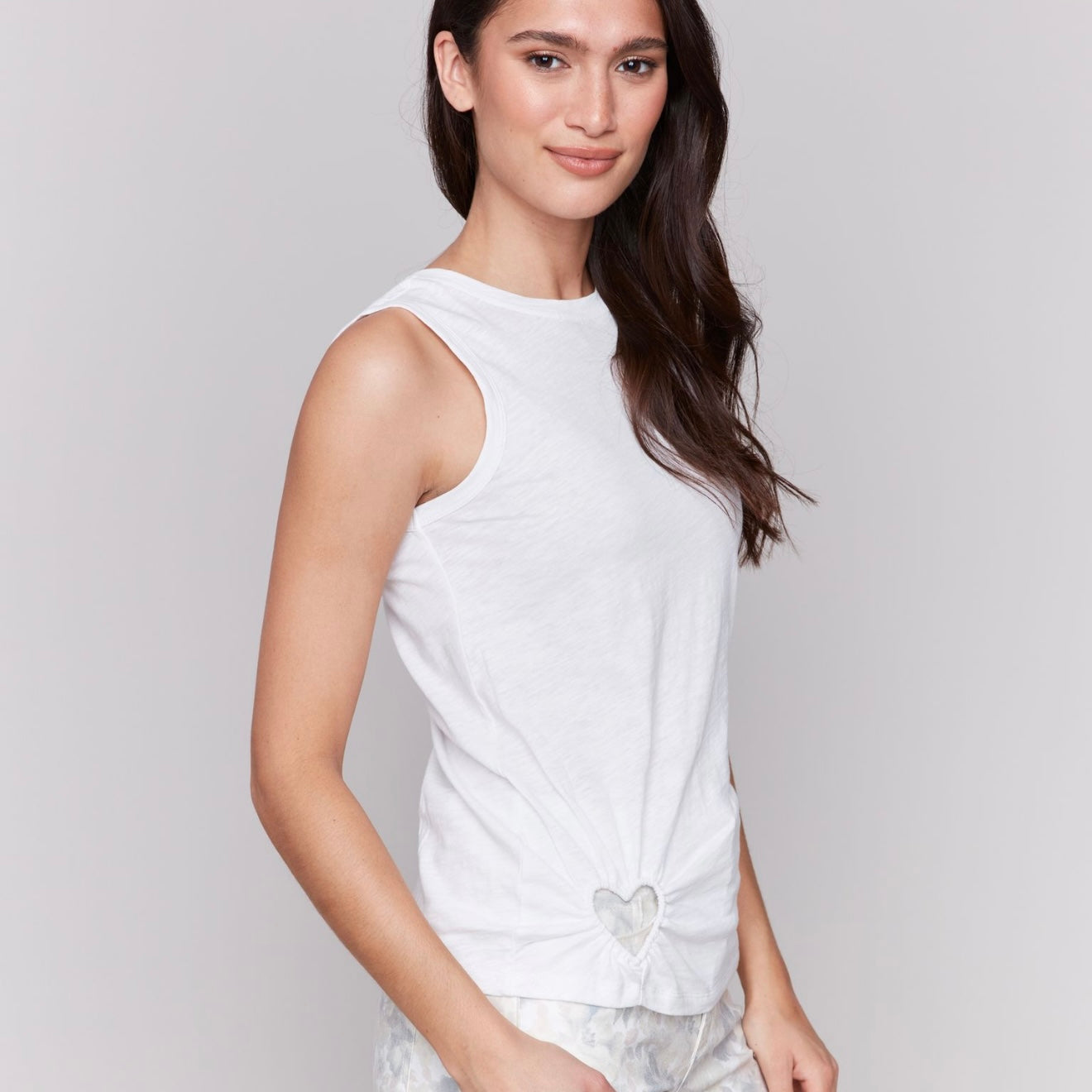 Charlie B - Cotton Tank Top With Cut Out