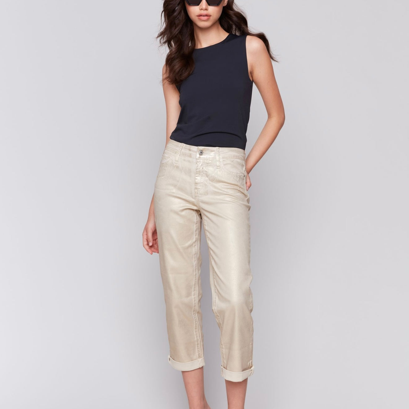 Charlie B - Foil Cuff Straight Leg Pants