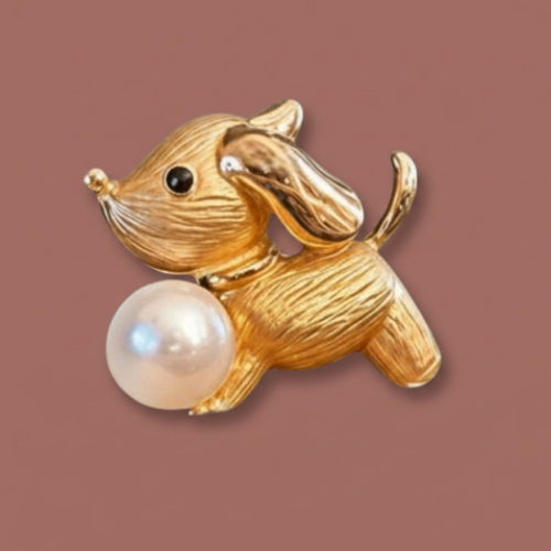 Audrey's - Pearl Accent Dog Brooch