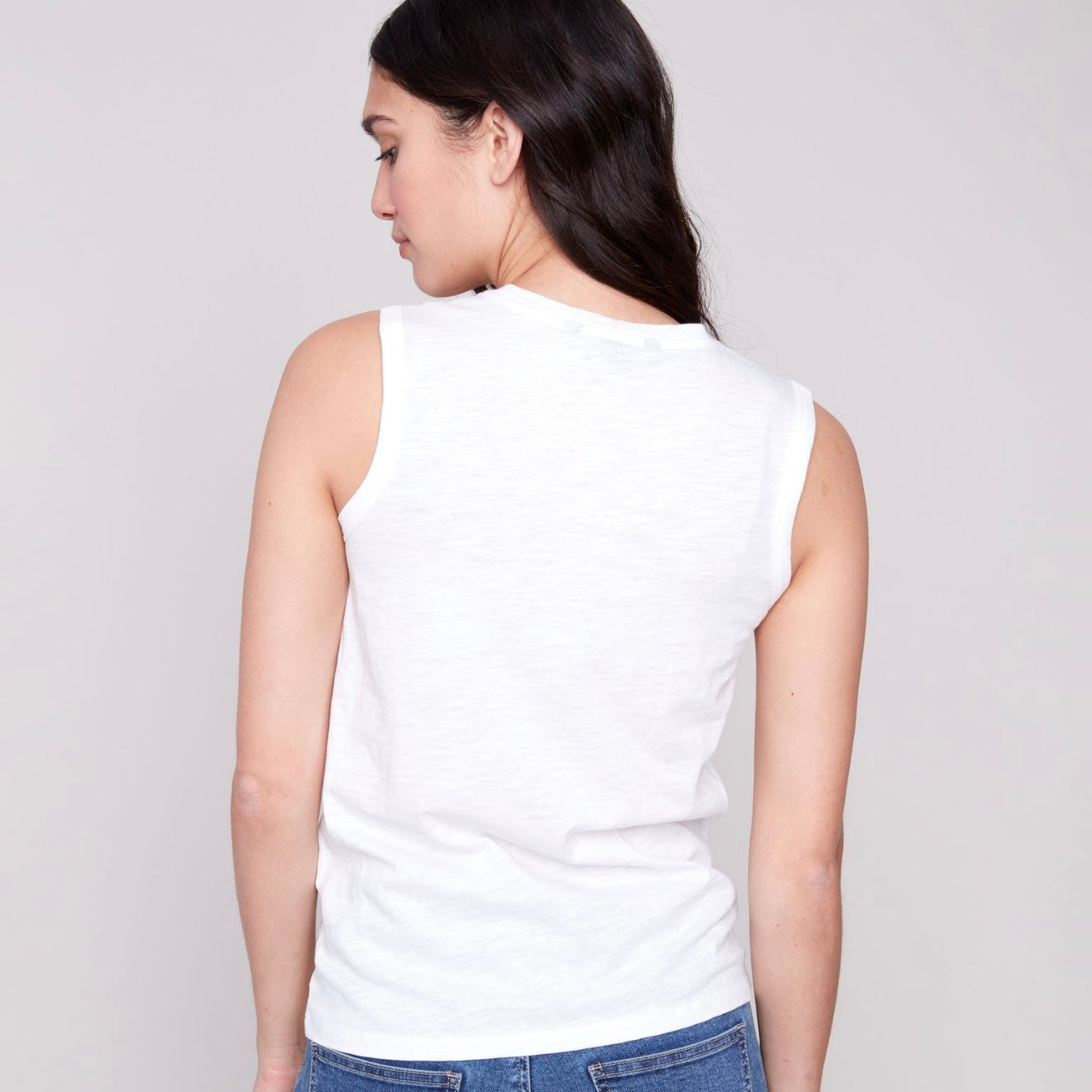 Charlie B - Cotton Tank Top With Cut Out