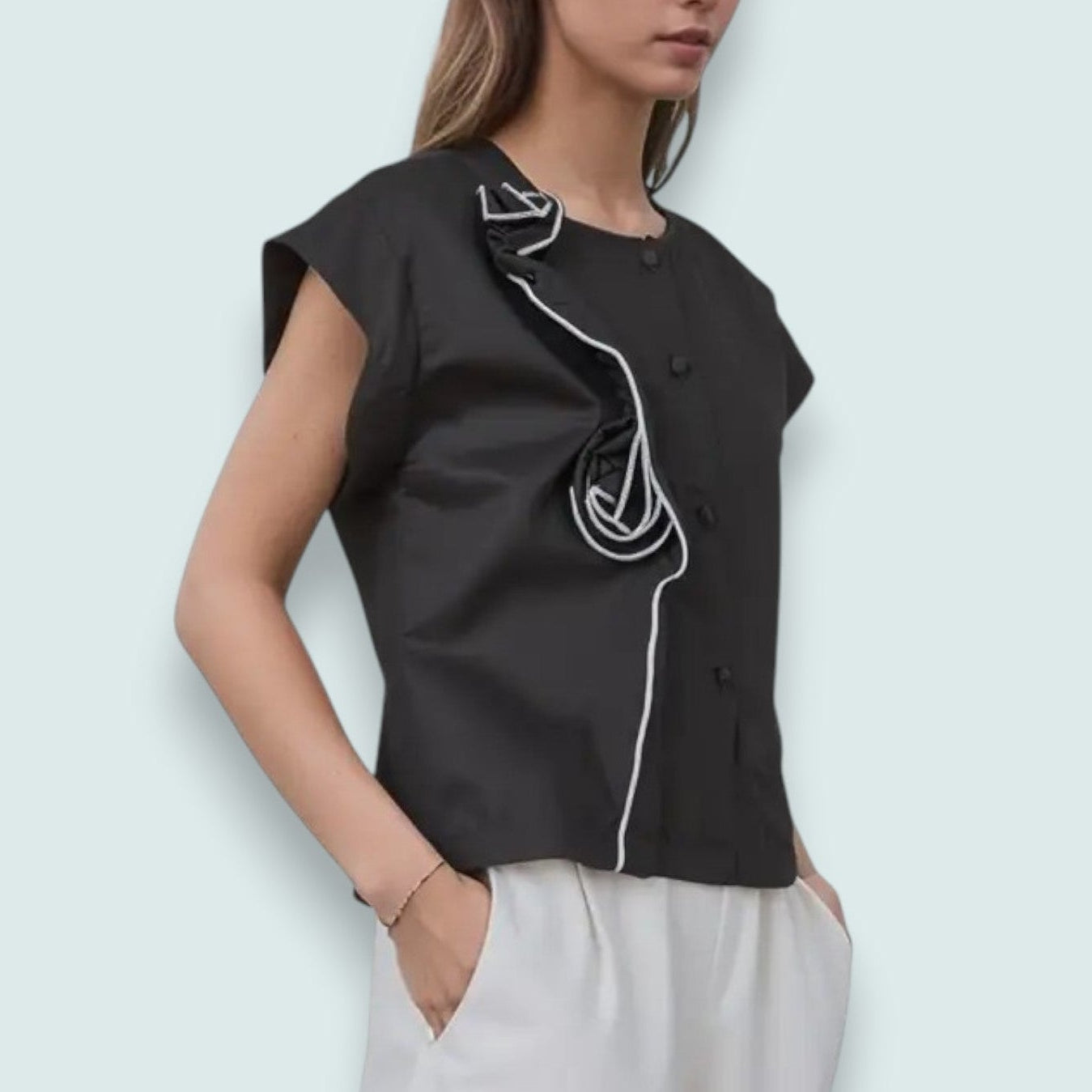 Minkas - Rosette Detail Blouse