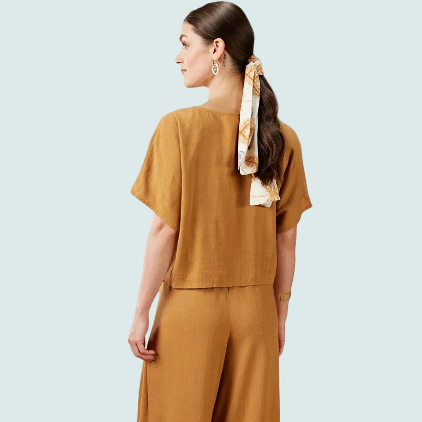 Tribal - Ruched V-Neck Crop Top